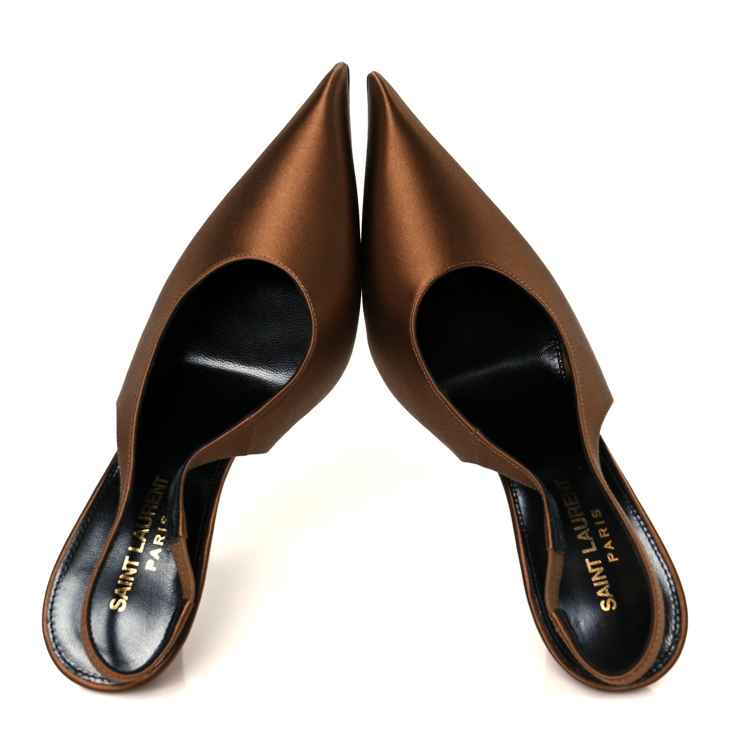Saint Laurent Silk Satin Faye 110 Pumps 38 Deep Cognac 2 of 10