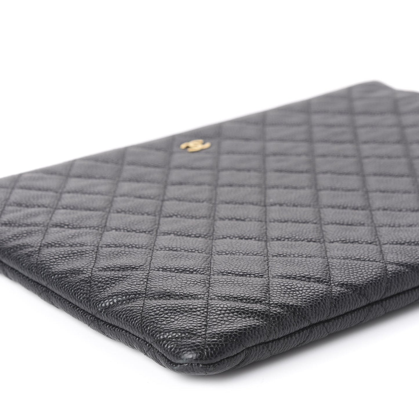 Caviar Quilted Large Cosmetic Case Black
