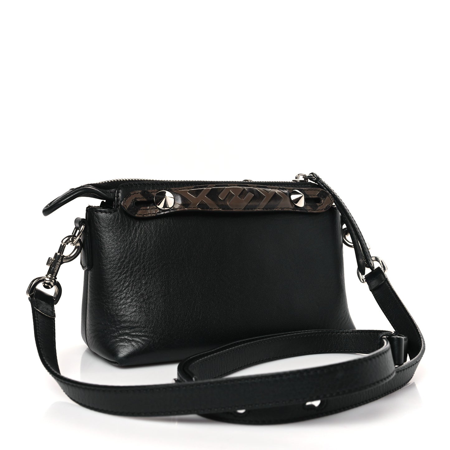 Vitello Dolce Bi-Color FF 1974 Embossed Mini By The Way Boston Bag Black Maya