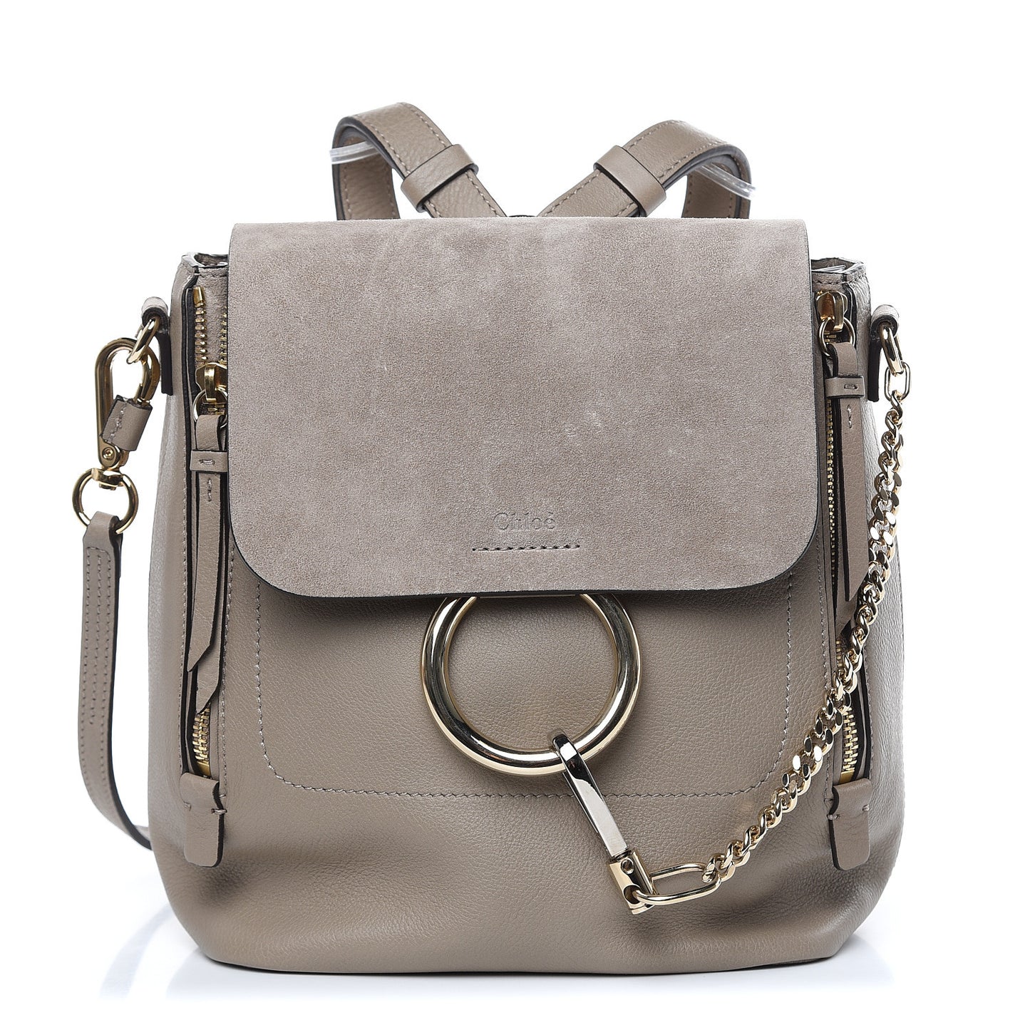 Suede Calfskin Medium Faye Backpack Motty Grey