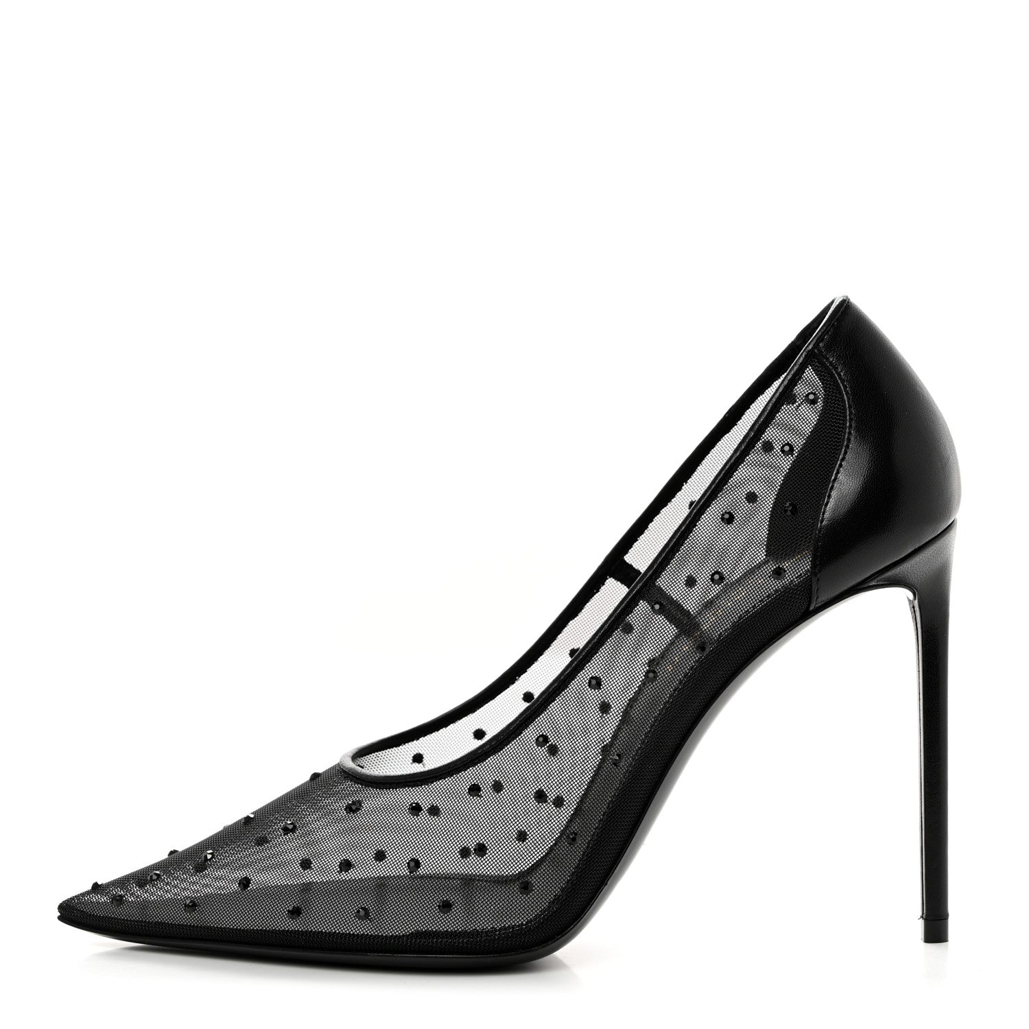 Saint Laurent Rhinestone Mesh 105 Anja Pumps 36.5 Black 1 of 7