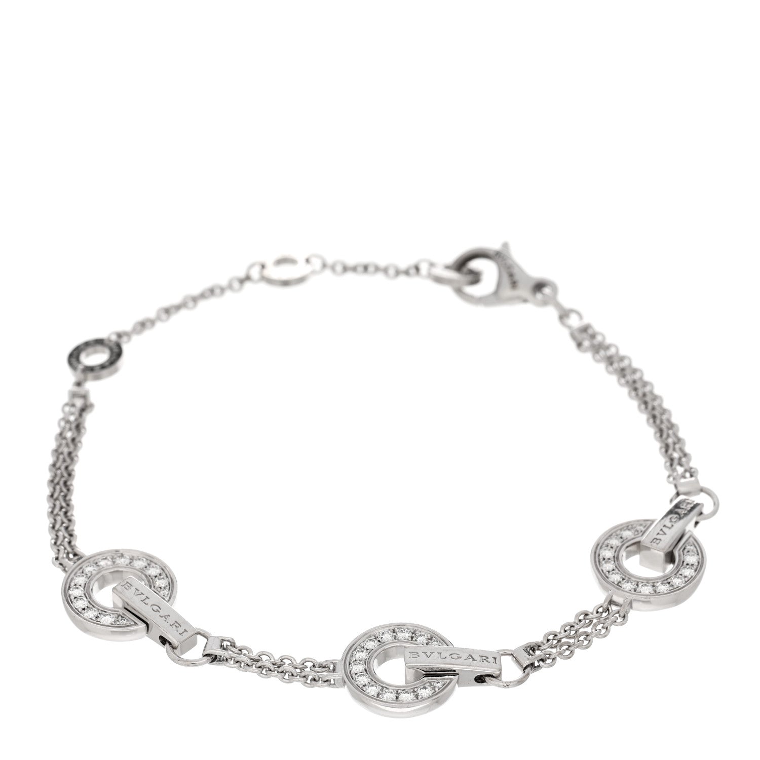 Bulgari 18K White Gold Diamond BVLGARI BVLGARI Openwork Bracelet ML 1 of 4