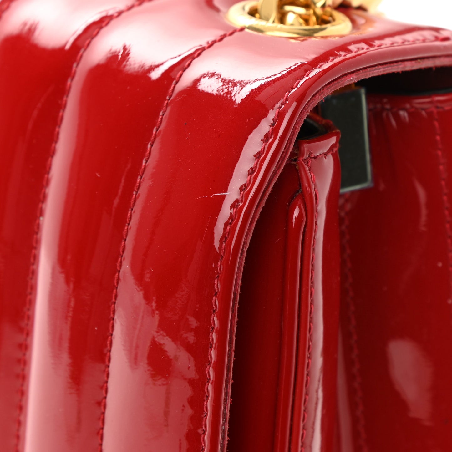 Patent Matelasse Monogram Large Vicky Chain Bag Rouge Eros