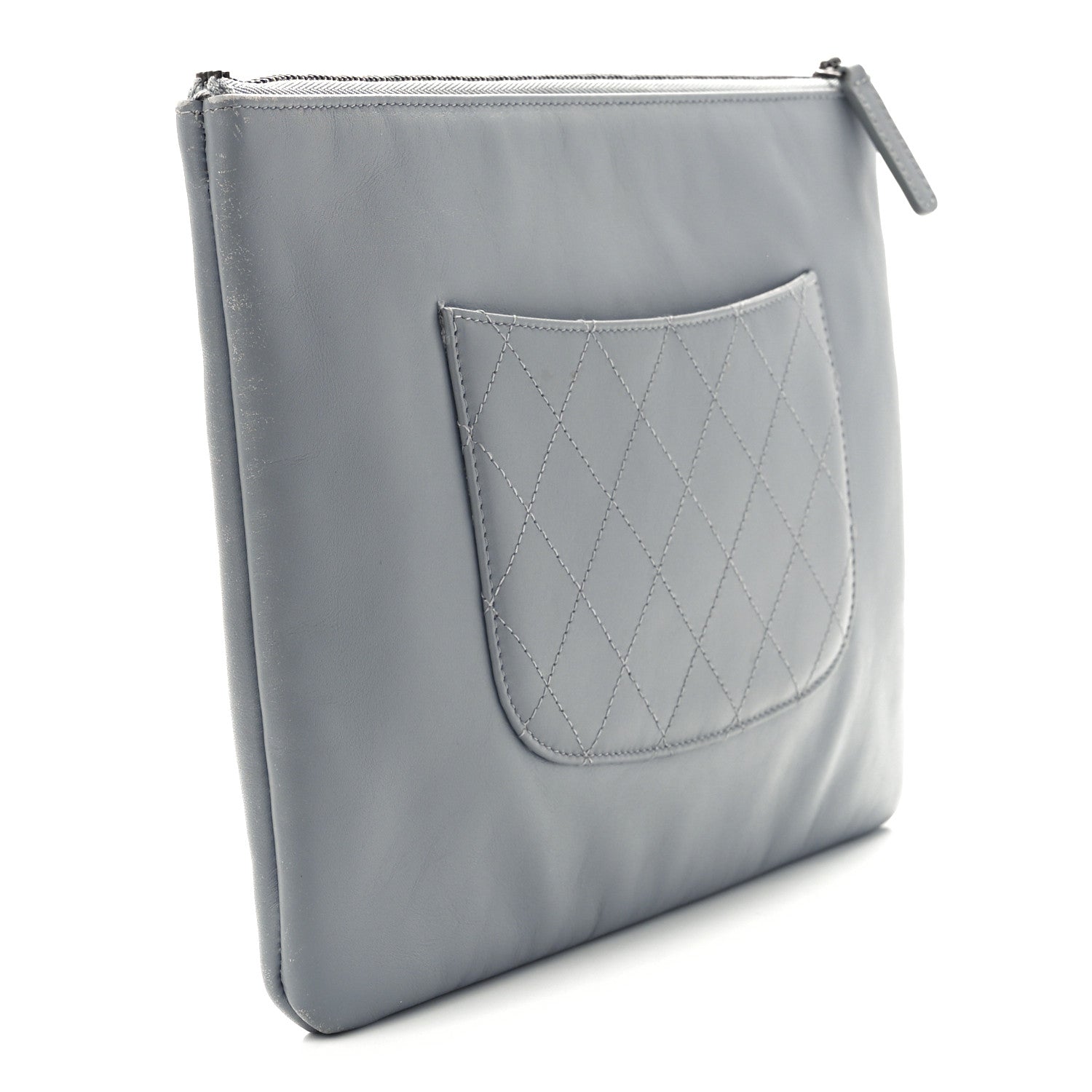 Chanel Calfskin Chain 20s Signe Medium Cosmetic Case Grey 3 of 10