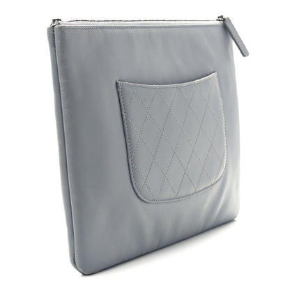Chanel Calfskin Chain 20s Signe Medium Cosmetic Case Grey 3 of 10