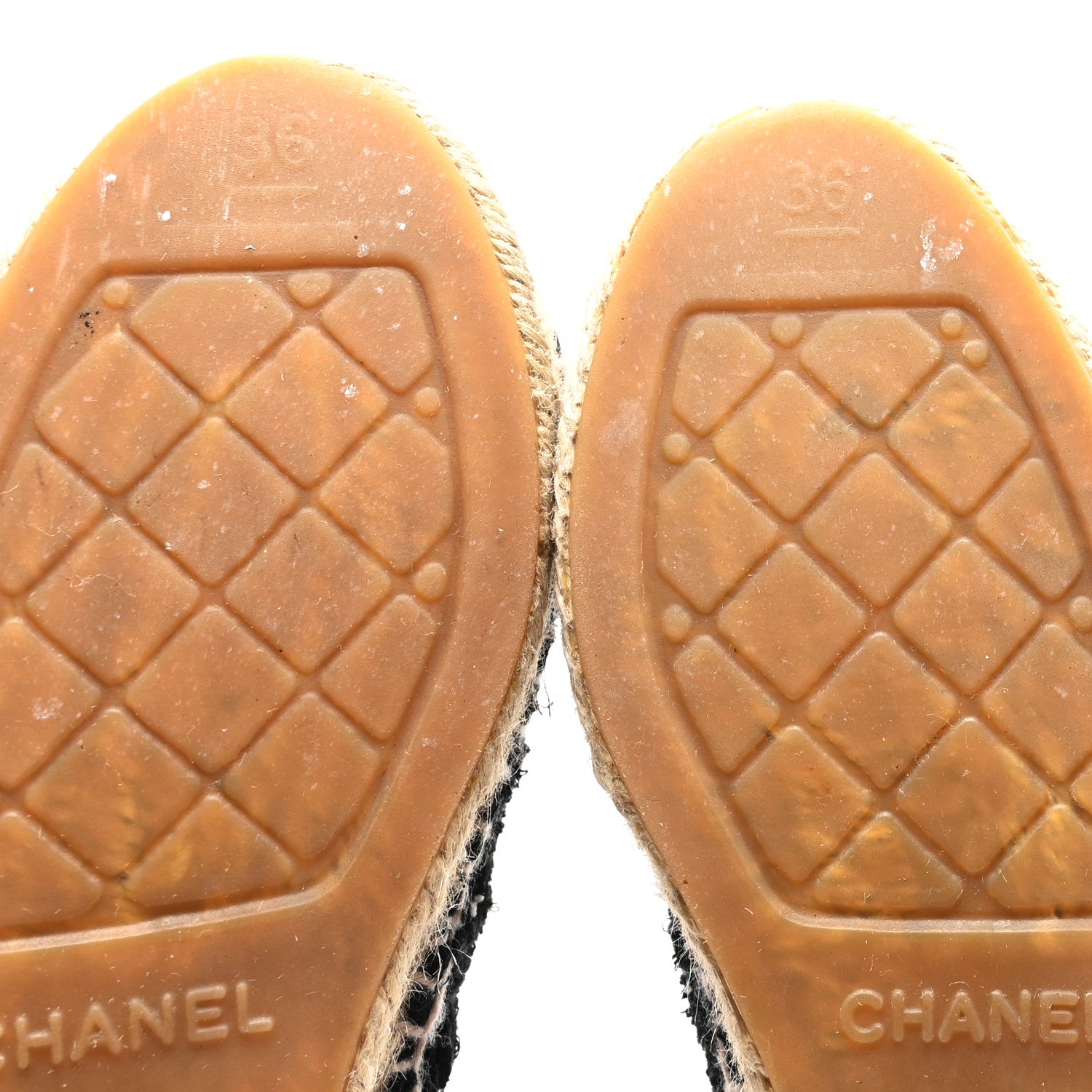 Chanel Tweed Patent CC Espadrilles 36 Black White 7 of 10