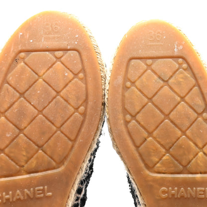 Chanel Tweed Patent CC Espadrilles 36 Black White 7 of 10