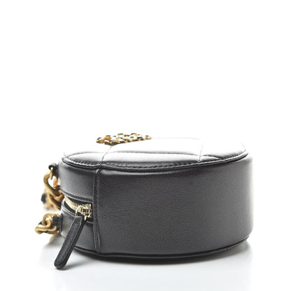 Chanel Shiny Goatskin Quilted 19 Round Clutch With Chain Black 4 of 11