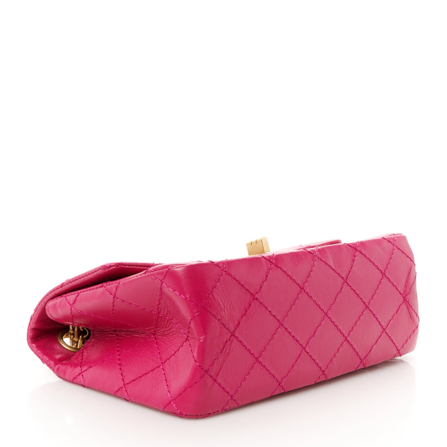 Aged Calfskin Quilted 2.55 Reissue Mini Flap Fuchsia