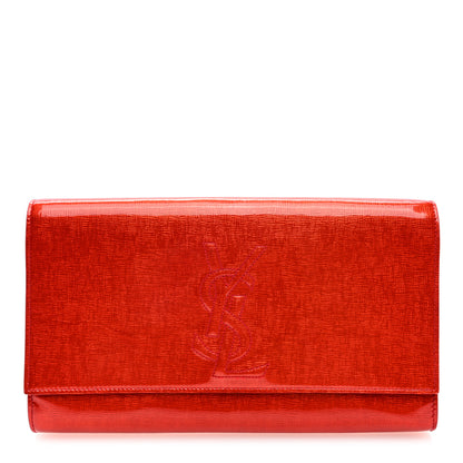 Saint Laurent Textured Patent Monogram Large Belle De Jour Clutch Orange 1 of 6