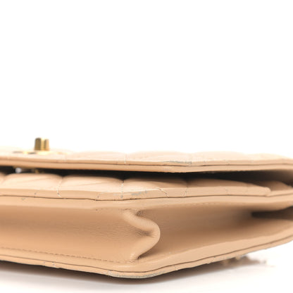 Chanel Lambskin Quilted CC Pearl Crush Wallet on Chain WOC Beige 13 of 13