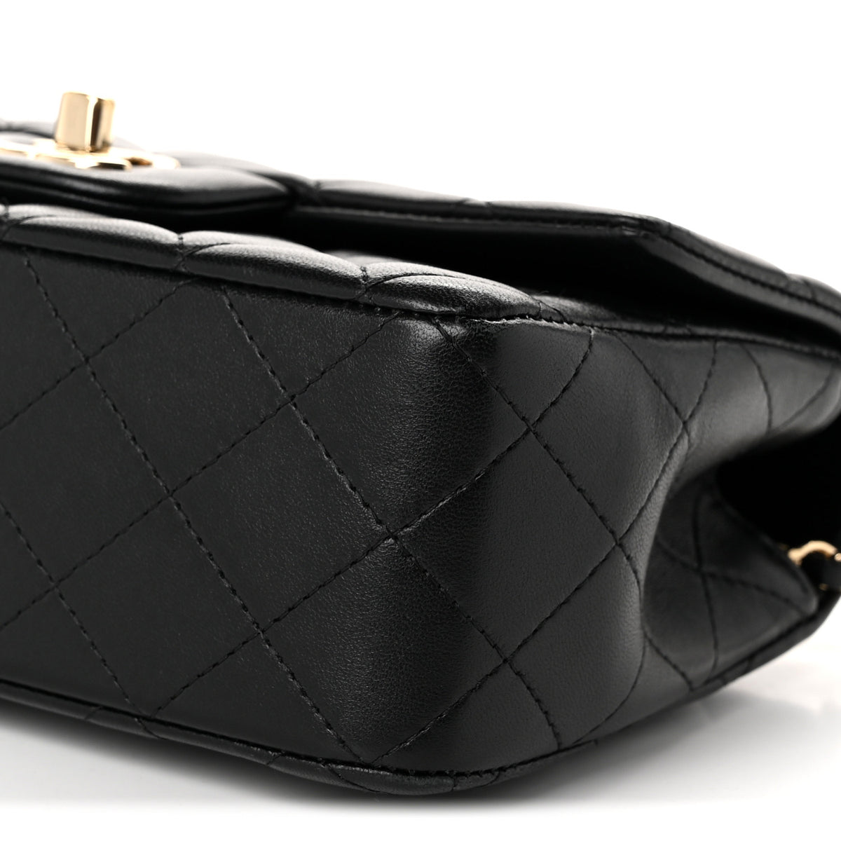 Lambskin Quilted Mini Top Handle Rectangular Flap Black