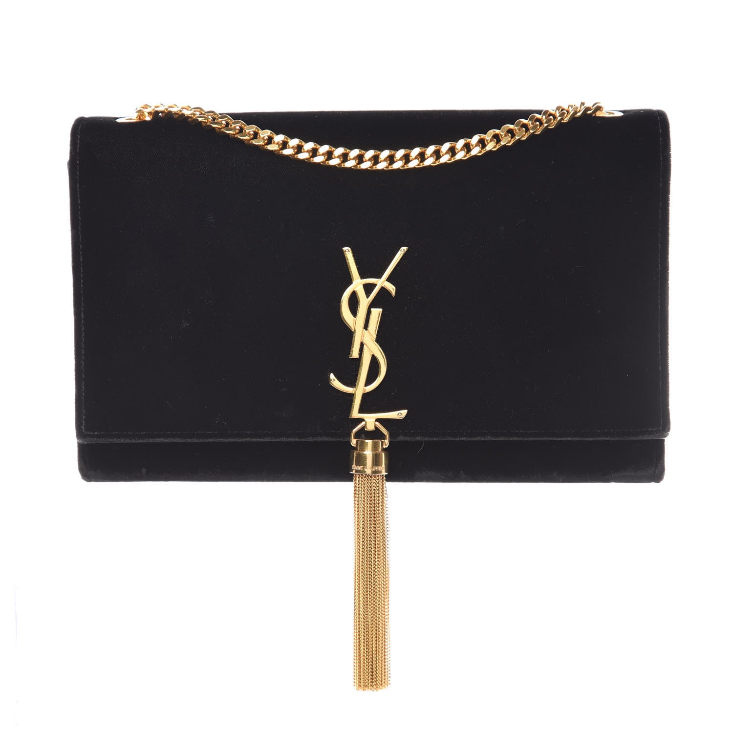 Saint Laurent Velvet Medium Monogram Kate Tassel Shoulder Bag Black 1 of 16