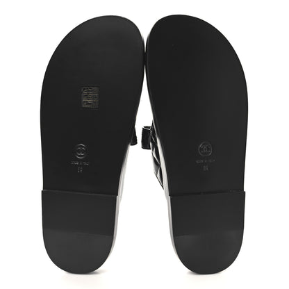 Chanel Lambskin Quilted Velcro Dad Chain CC Slide Sandals 39 Black 6 of 9