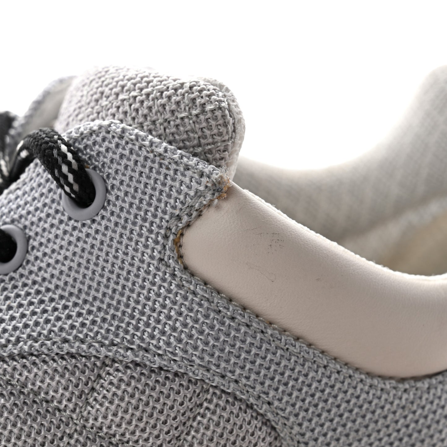 Mesh Suede Calfskin Grained Calfskin Mens CC Sneakers 45 Gray White