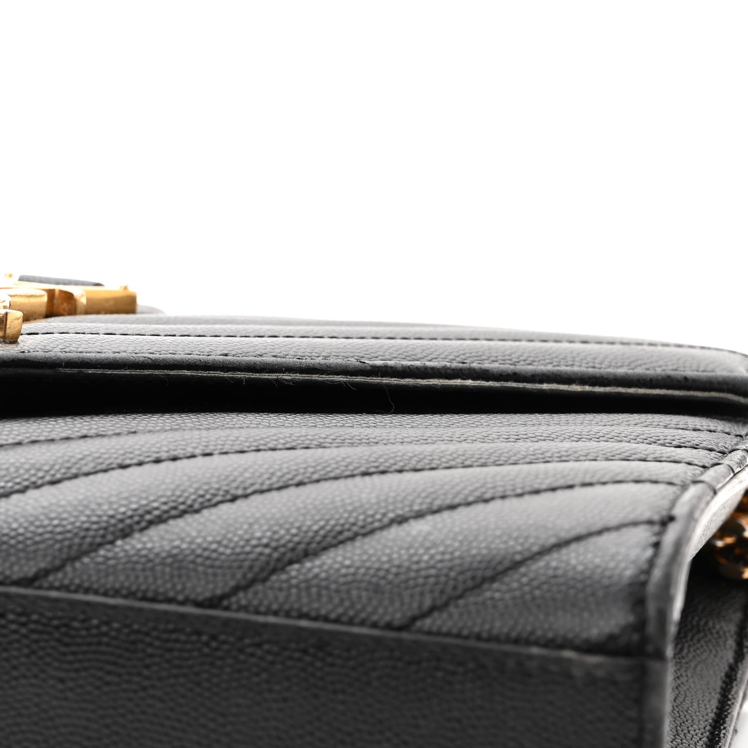 Saint Laurent Grain De Poudre Matelasse Chevron Medium Monogram Satchel Black 14 of 20