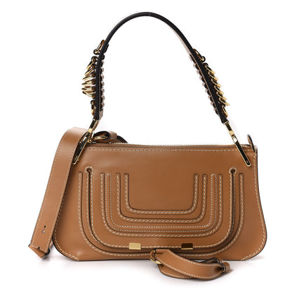 Chloe Shiny Calfskin Small Marcie Saddle Shoulder Bag Autumnal Brown 1 of 10