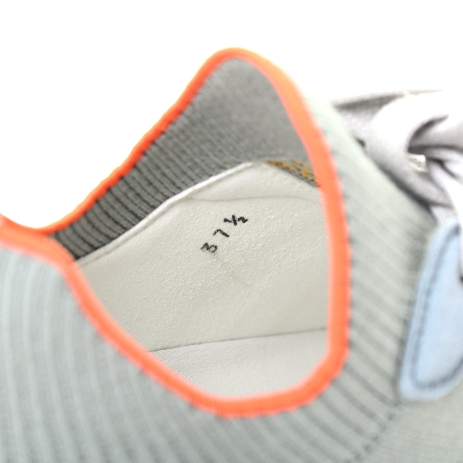 Hermes Knit Suede Goatskin Womens Crew Sneakers 37.5 Multicolor Gris Orange 8 of 9