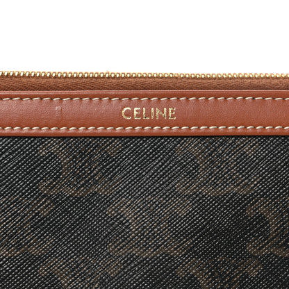 Celine Triomphe Canvas Calfskin Small Cosmetic Pouch Tan 6 of 11
