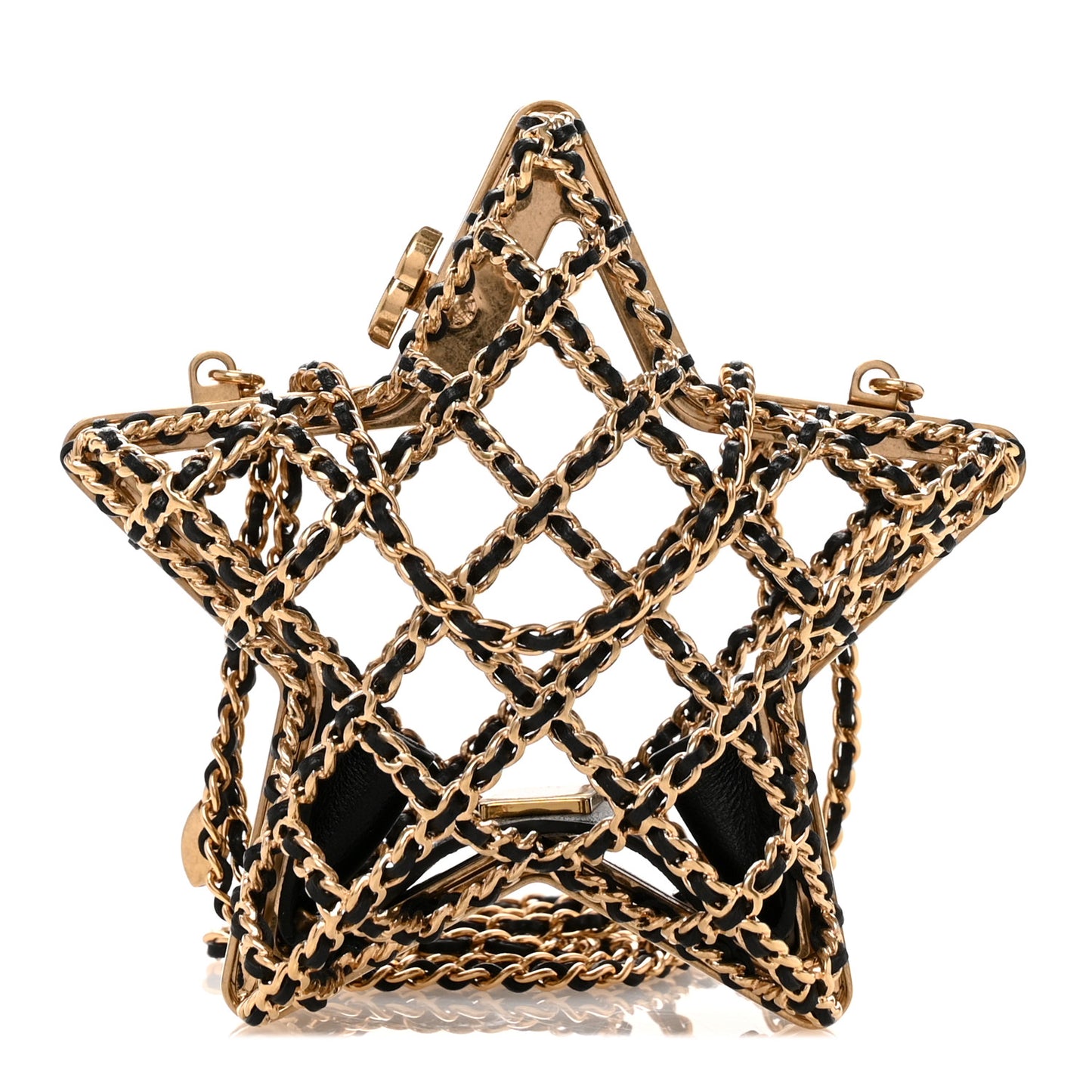 Metal CC Star Minaudiere Crossbody Gold Black