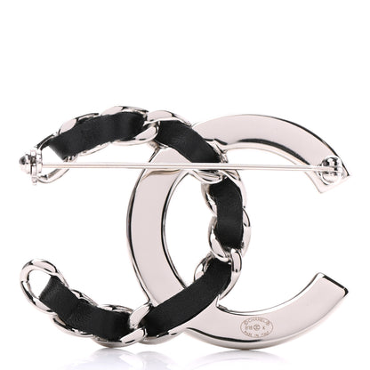 Chanel Lambskin Baguette Crystal CC Chain Brooch Black Silver 3 of 4