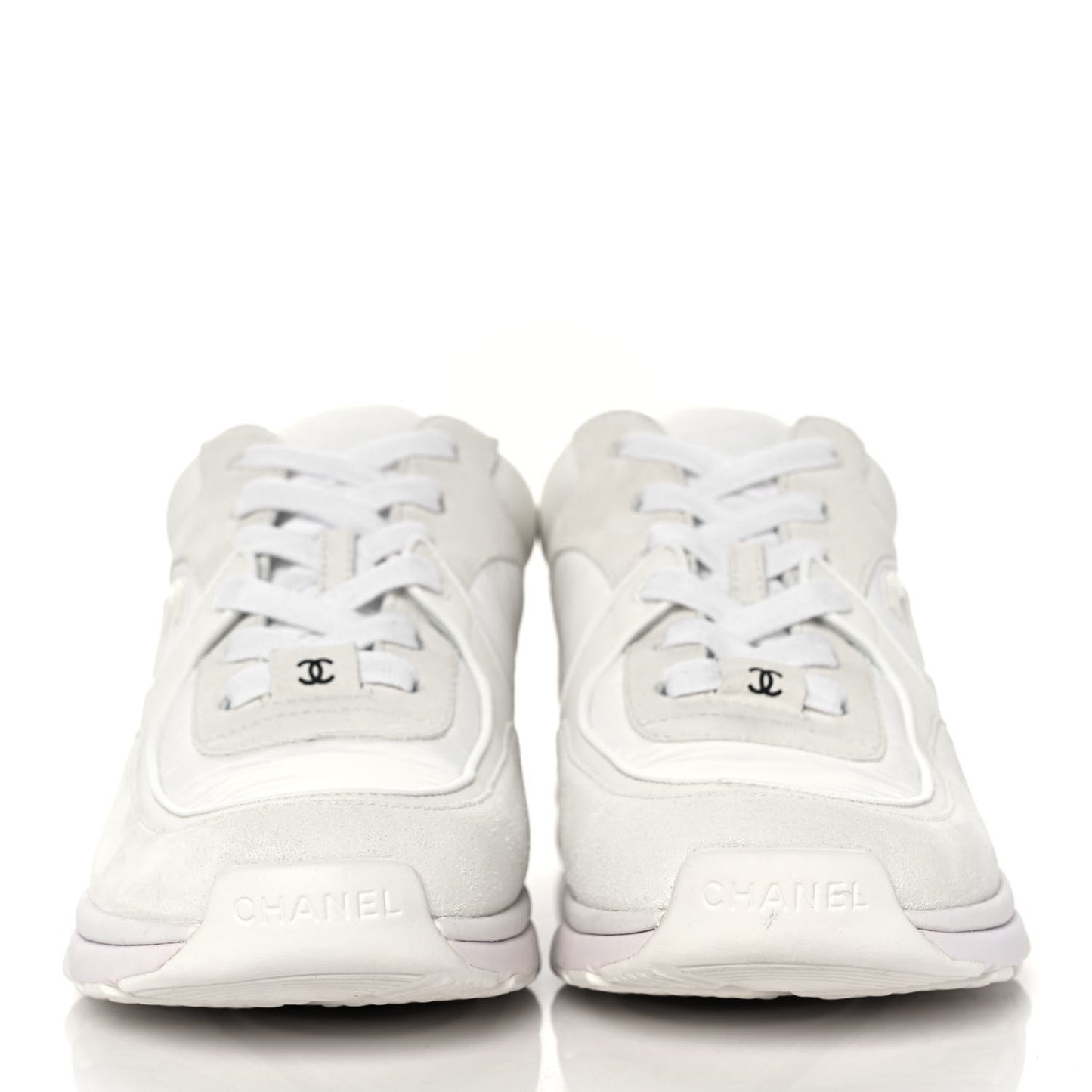 Suede Calfskin Fabric CC Sneakers 38 White