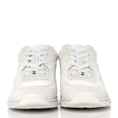 Chanel Suede Calfskin Fabric CC Sneakers 38 White 2 of 8