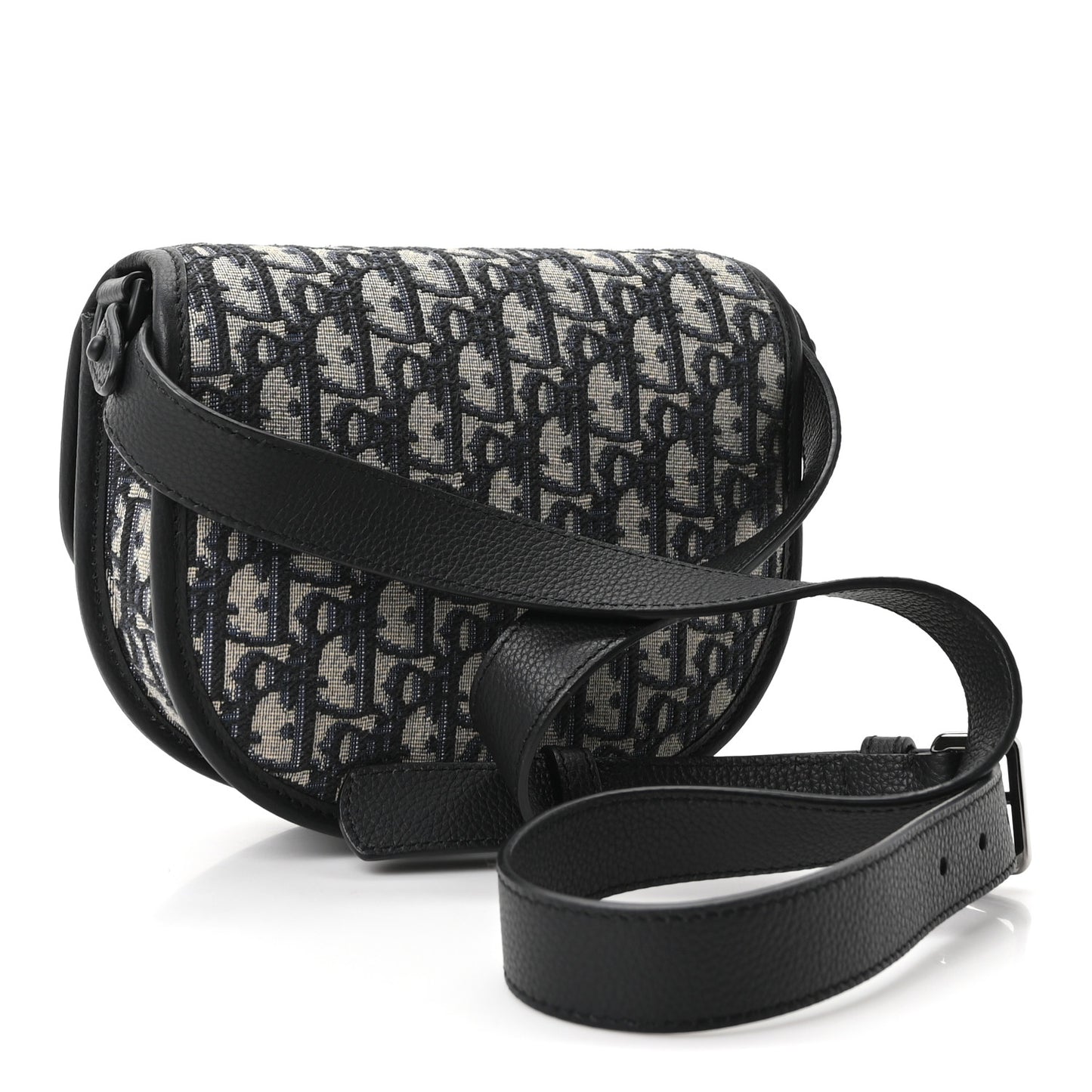 Oblique Grained Calfskin Mini Gallop Bag With Strap Black Beige