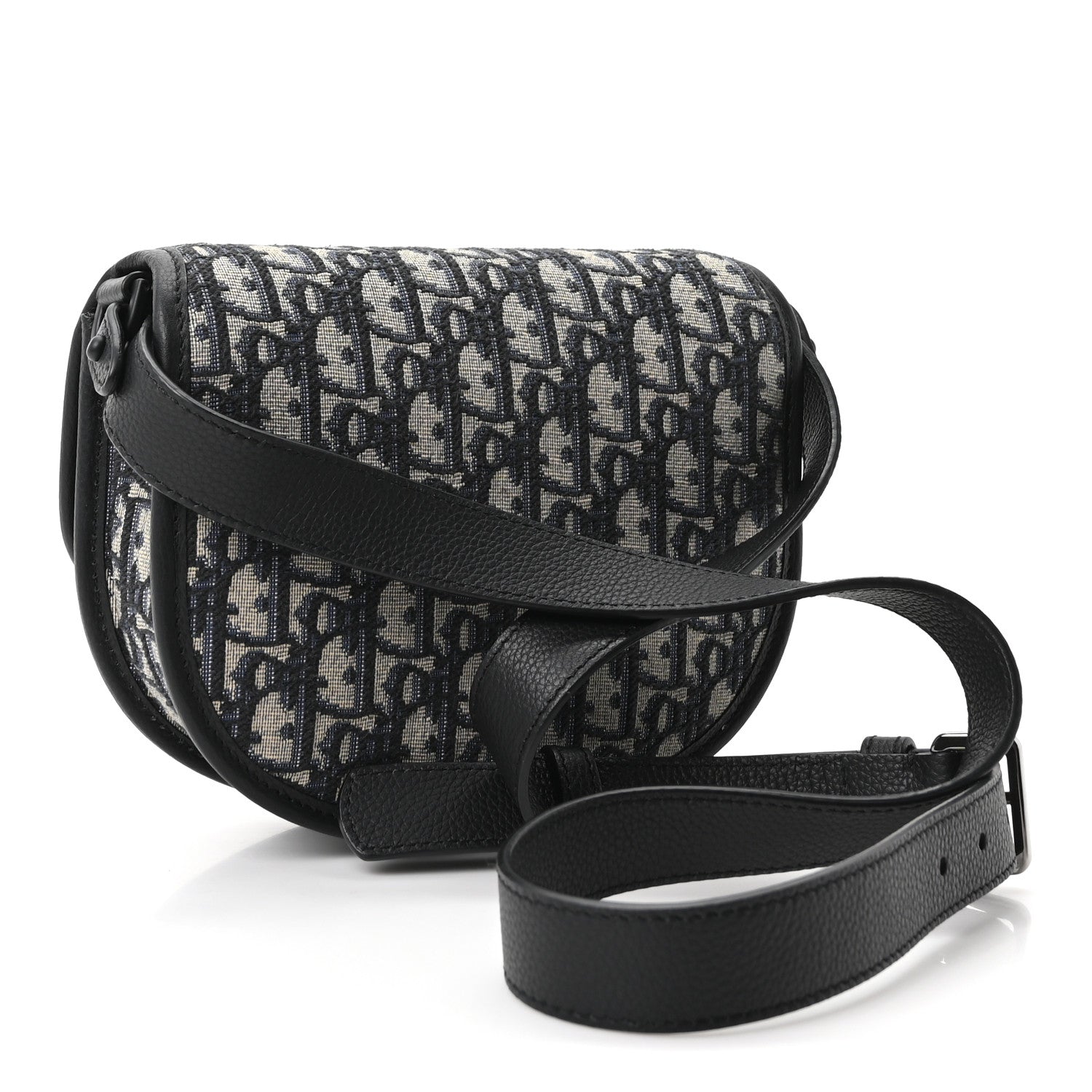 Christian Dior Oblique Grained Calfskin Mini Gallop Bag With Strap Black Beige 3 of 10