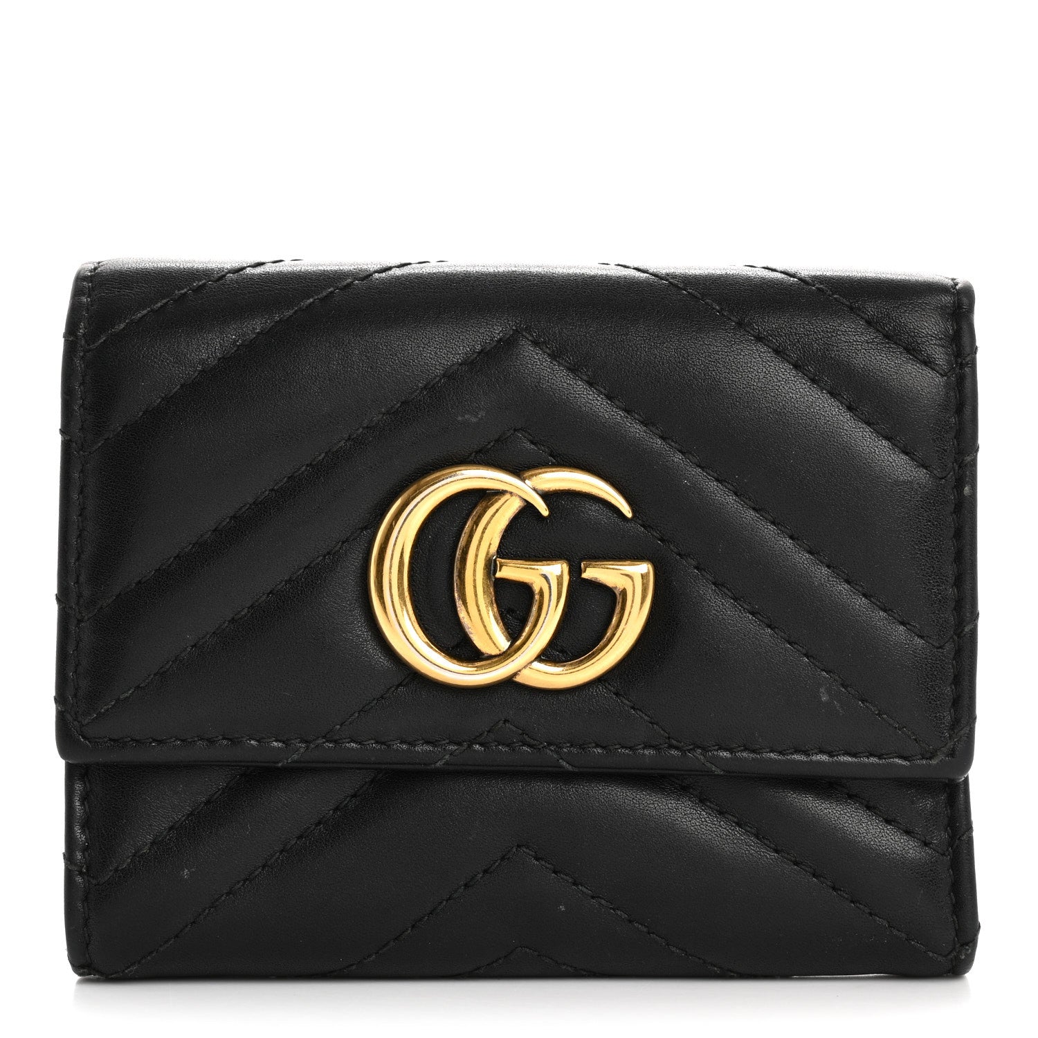 Gucci Calfskin Matelasse GG Marmont Wallet Black 1 of 12
