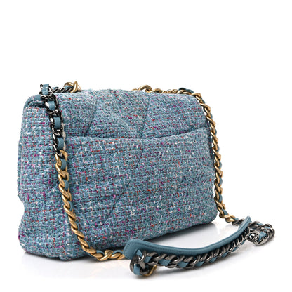 Chanel Tweed Quilted Large Chanel 19 Flap Blue Multicolor 2 of 9