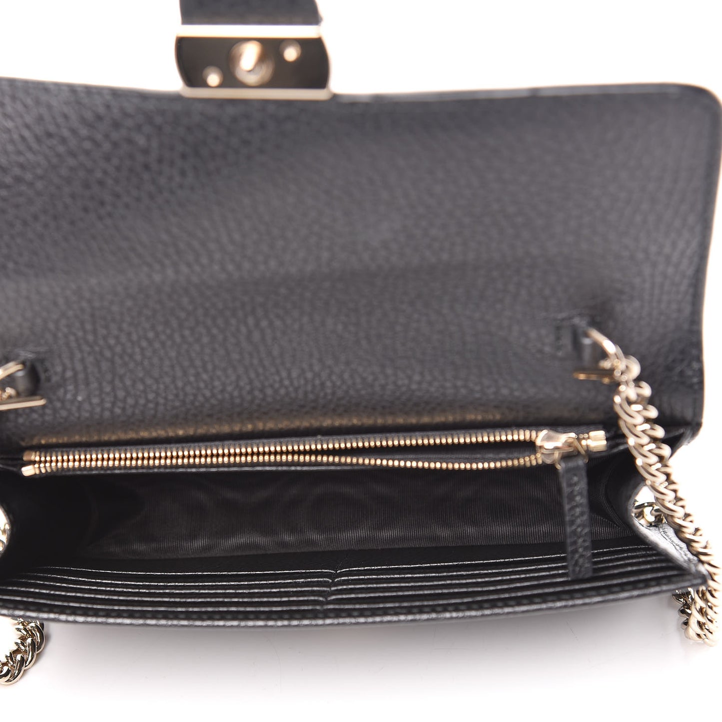 Dollar Calfskin Interlocking G Chain Wallet Black