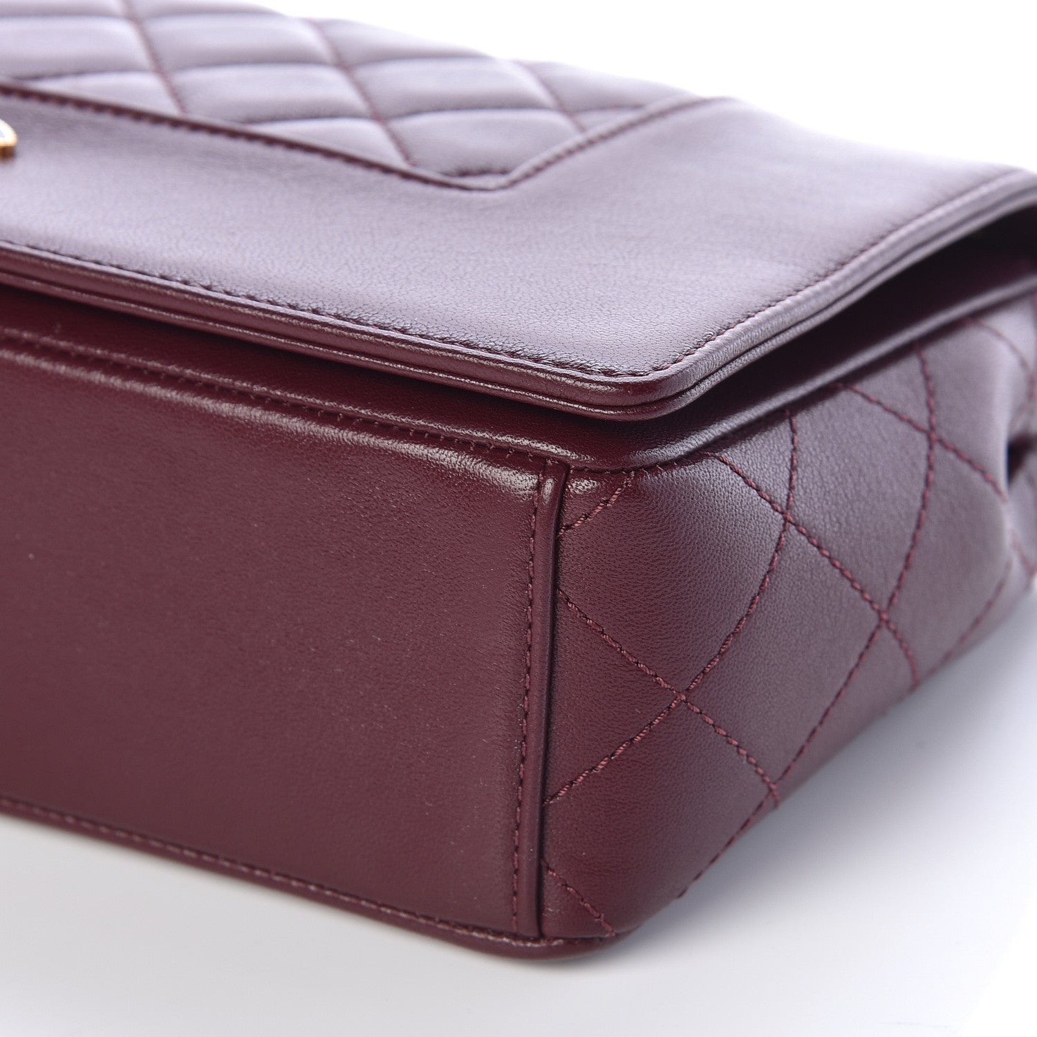 Chanel Sheepskin Quilted Vintage Mademoiselle Flap Dark Red 10 of 10