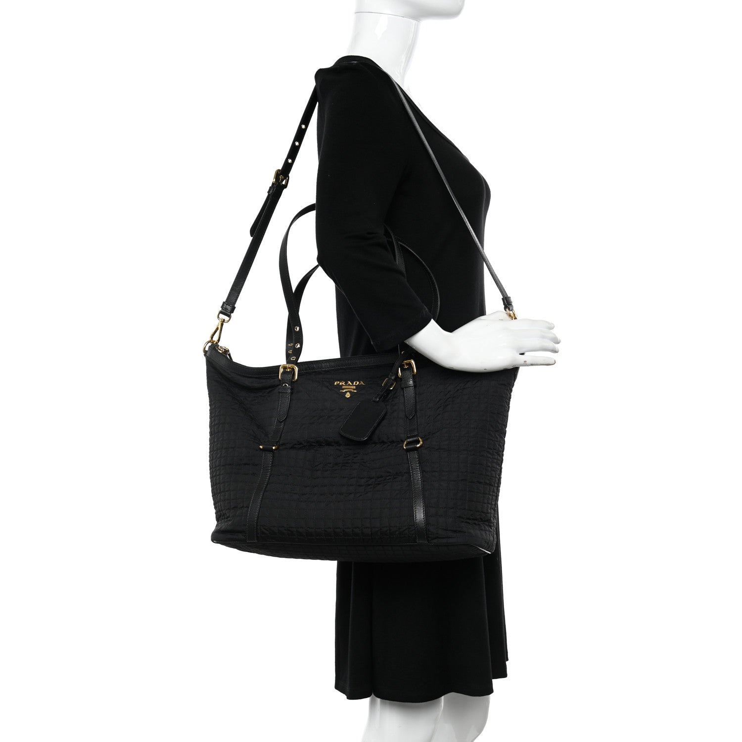 Prada Nylon Tessuto Quilted Shoulder Bag Black 2 of 11