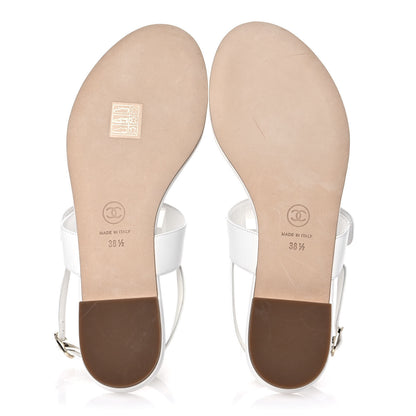 Chanel Lambskin CC Thong Sandals 38.5 White 5 of 8