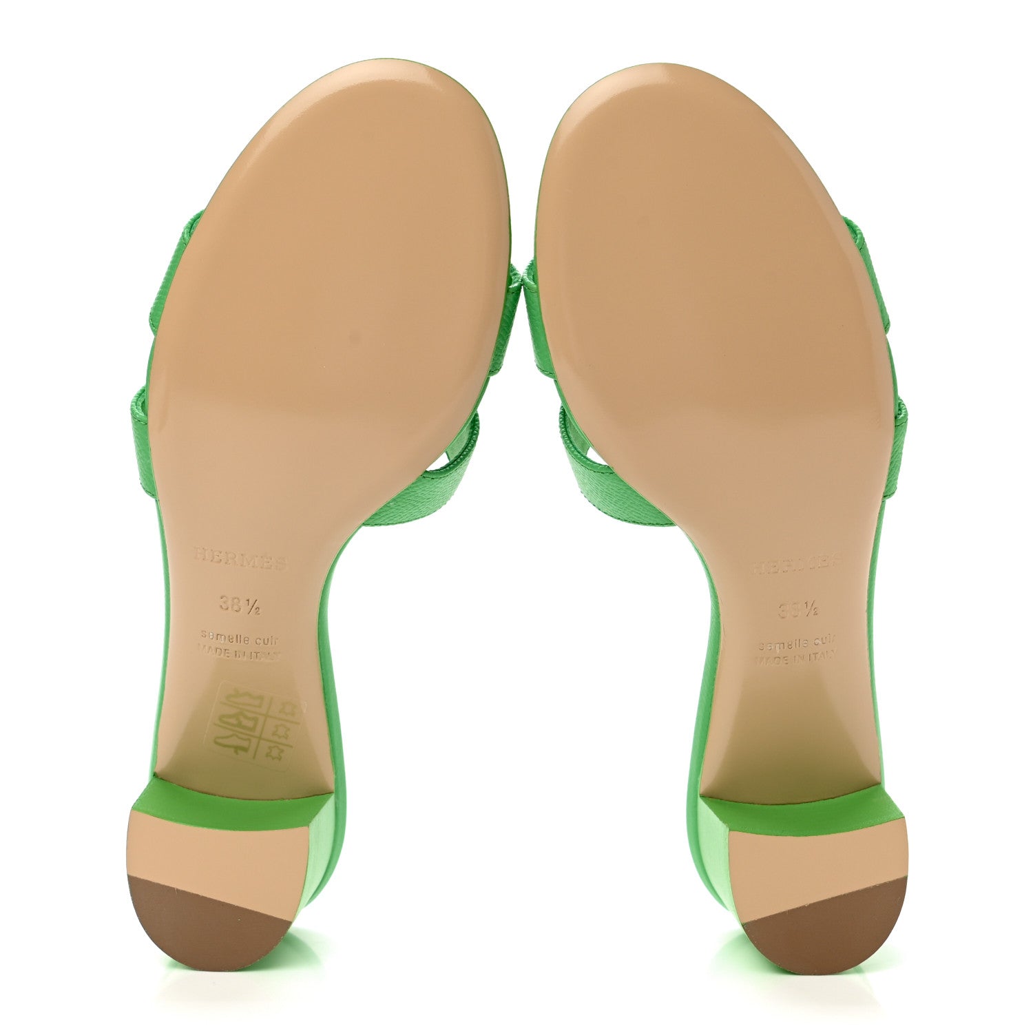 Hermes Epsom Oasis Sandals 38.5 Vert Pomme 5 of 9