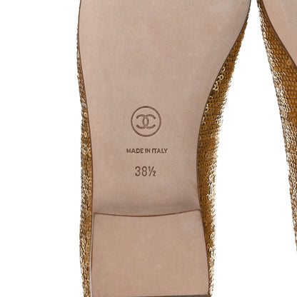 Chanel Lambskin Sequin Cap Toe Ballerina Flats 38.5 Gold 8 of 12