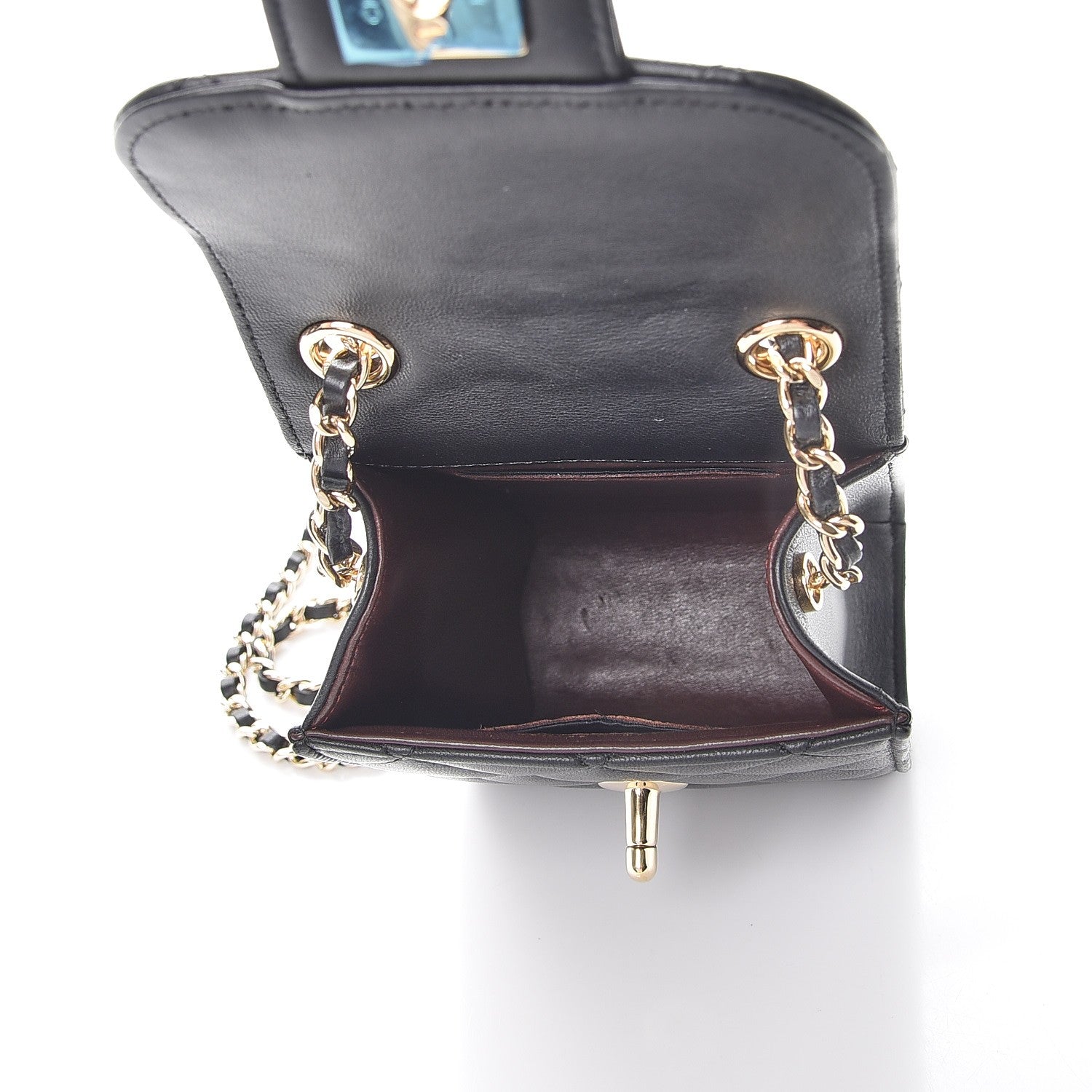 Chanel Lambskin Quilted Extra Mini Wallet On Chain WOC Black 6 of 10