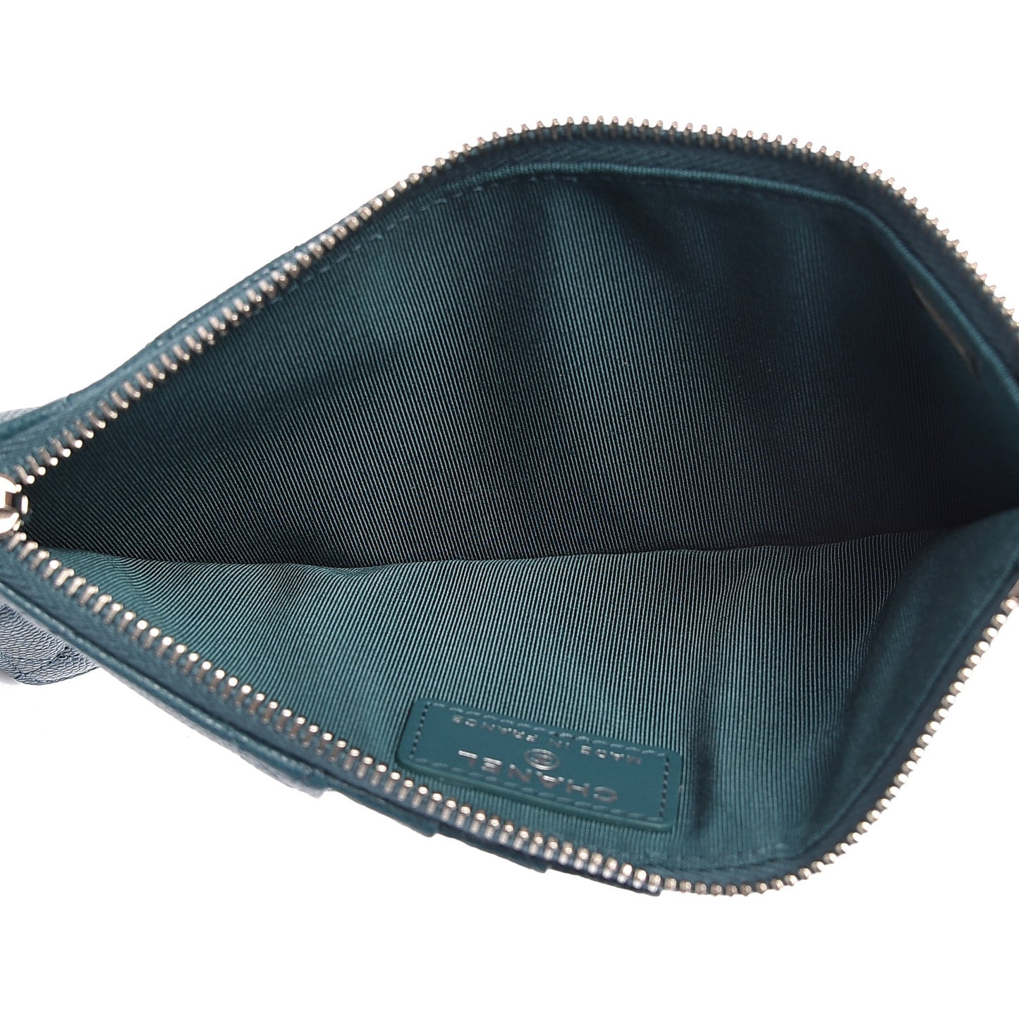 Caviar Quilted Classic Flat Wallet Pouch Dark Turquoise