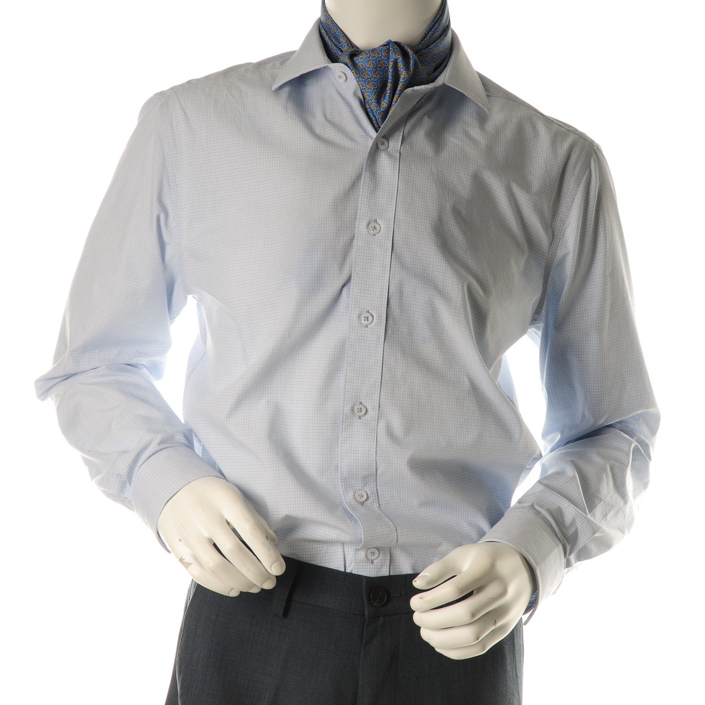 Printed Silk Mens Ascot Bleu
