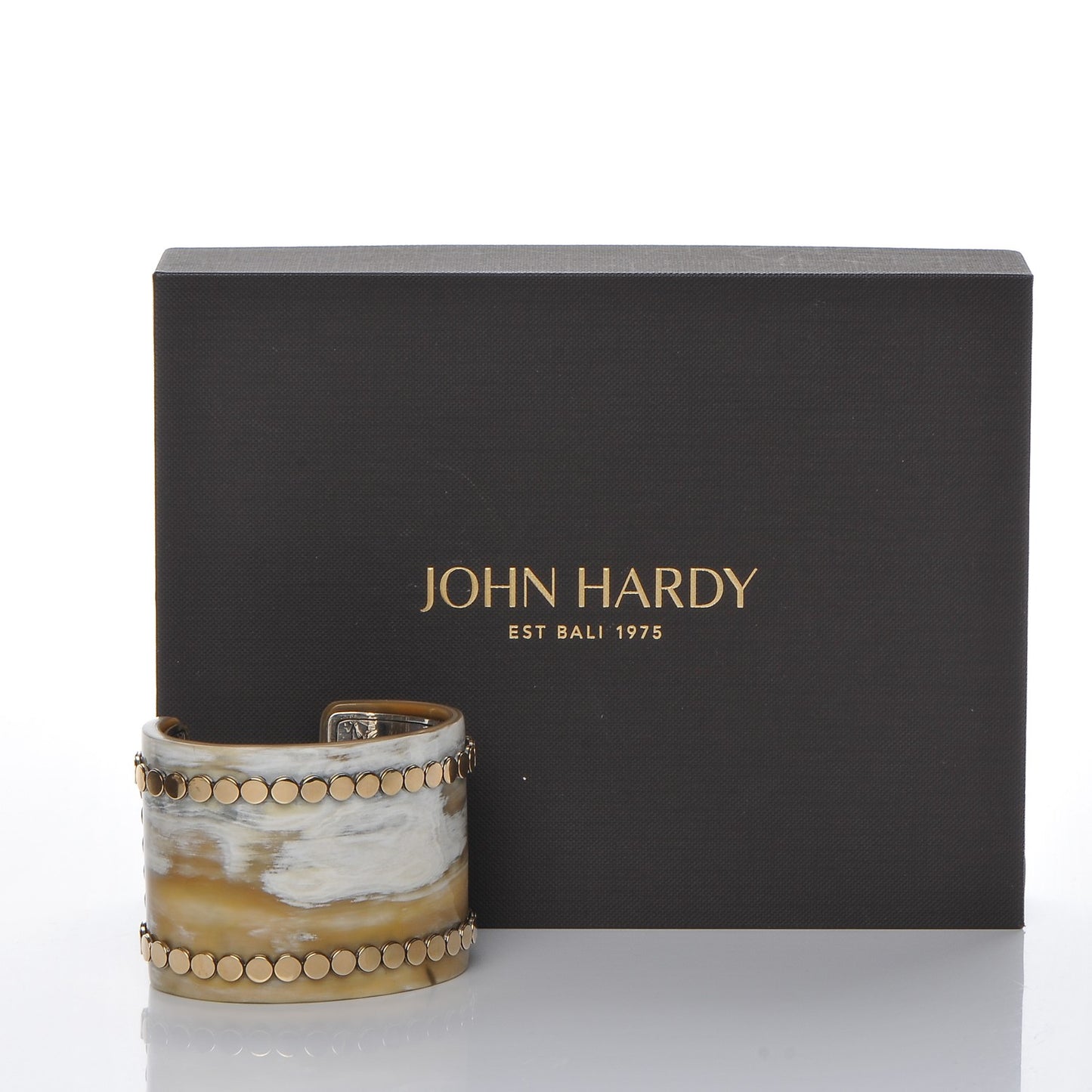 Sterling Silver 18K Yellow Gold Dot Buffalo Horn Cuff Medium