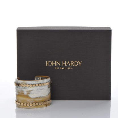 John Hardy Sterling Silver 18K Yellow Gold Dot Buffalo Horn Cuff Medium 7 of 7
