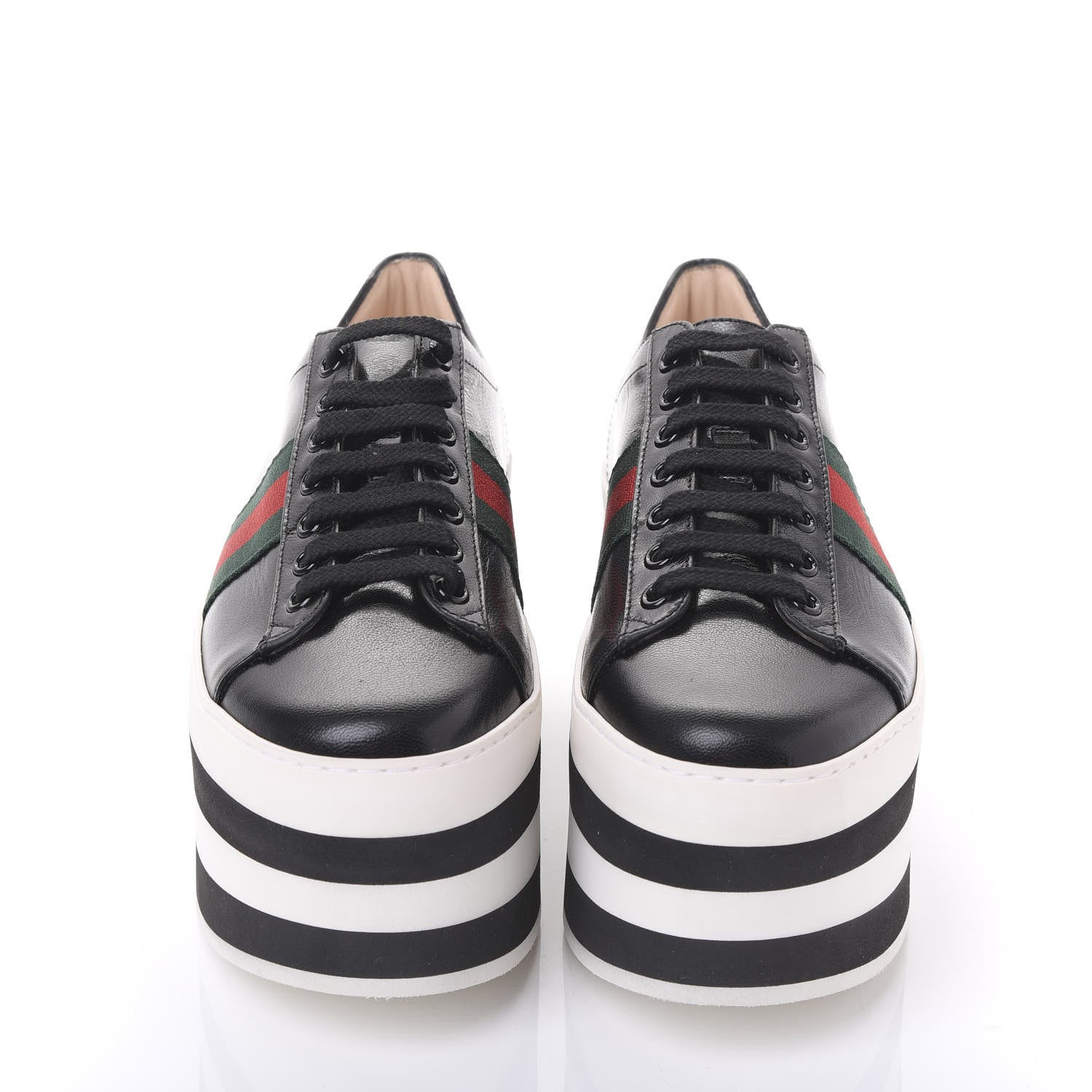 Gucci Malaga Kid Peggy Platform Sneakers 37.5 Black White 2 of 9