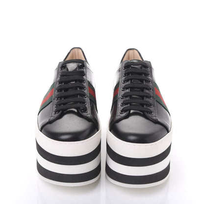 Gucci Malaga Kid Peggy Platform Sneakers 37.5 Black White 2 of 9