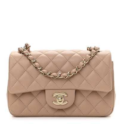 Chanel Lambskin Quilted Mini Rectangular Flap Beige 1 of 12