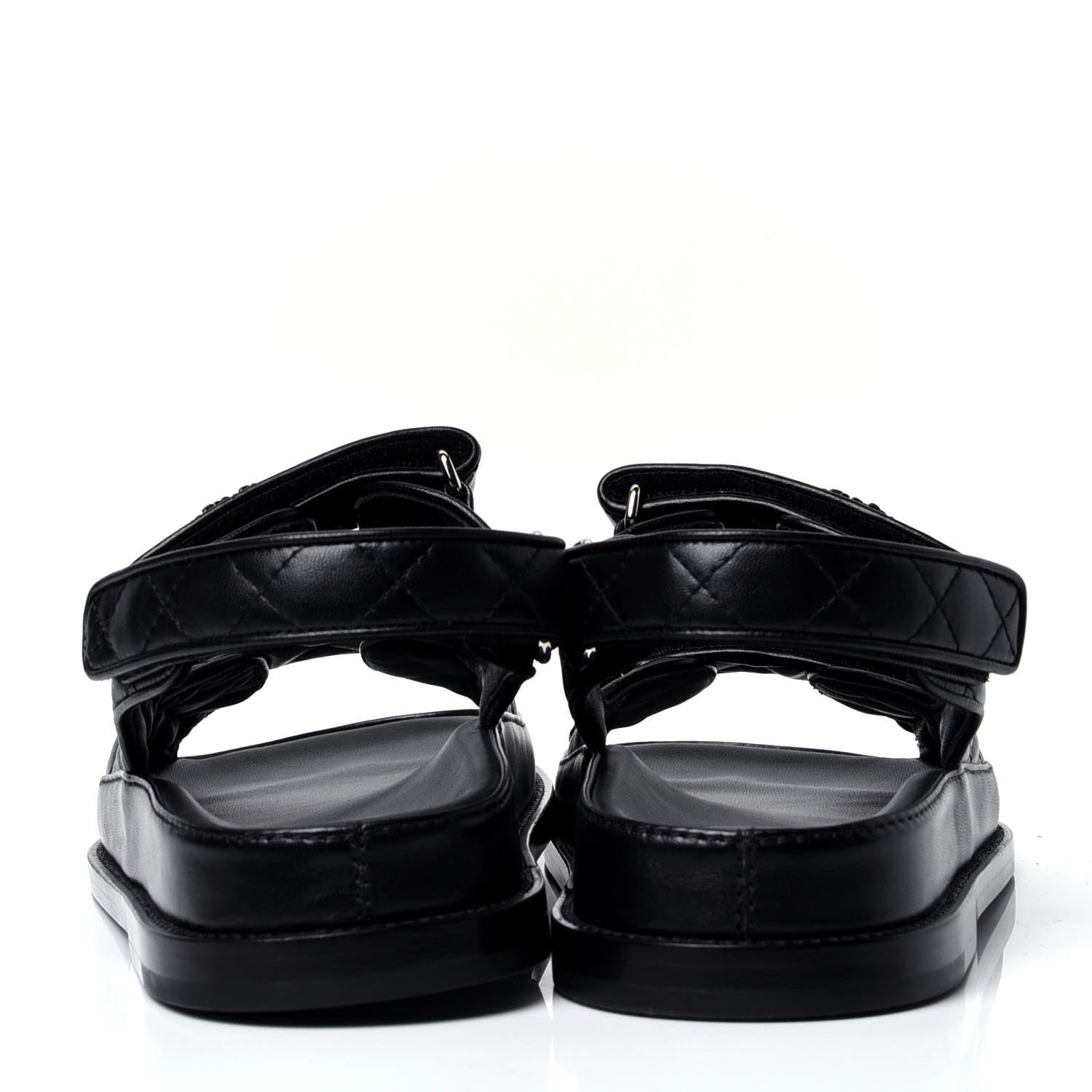 Chanel Lambskin Velcro Dad Sandals 40 Black 4 of 6