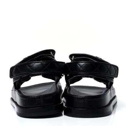Chanel Lambskin Velcro Dad Sandals 40 Black 4 of 6