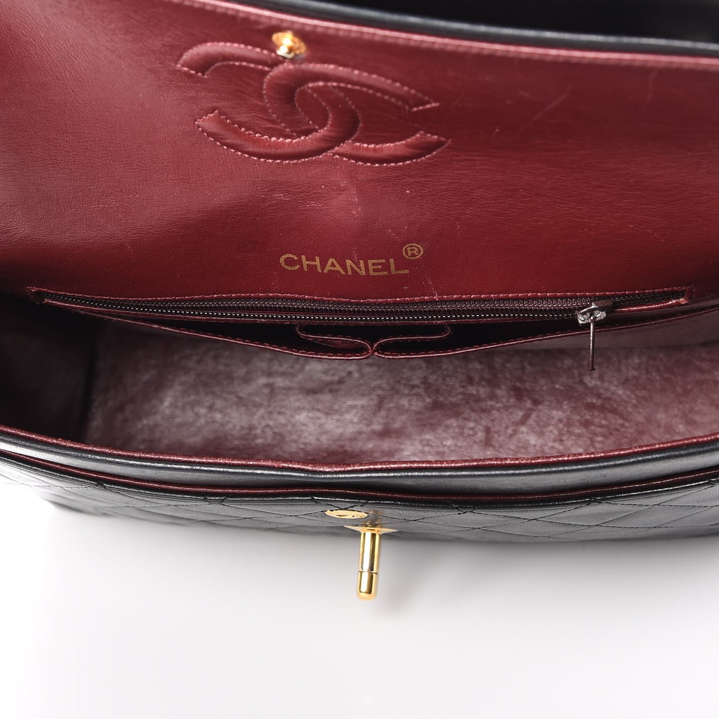 Lambskin Quilted Medium Double Flap Black