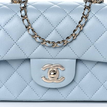 Chanel Lambskin Quilted Mini Top Handle Rectangular Flap Light Blue 6 of 12