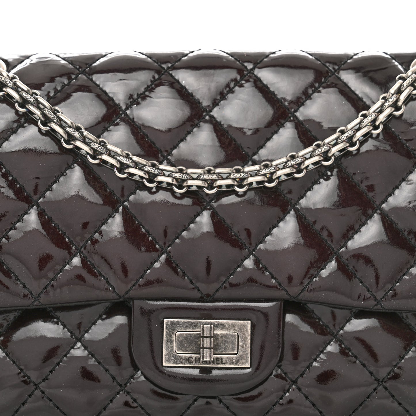 Patent Calfskin Quilted 2.55 Reissue 225 Flap Black